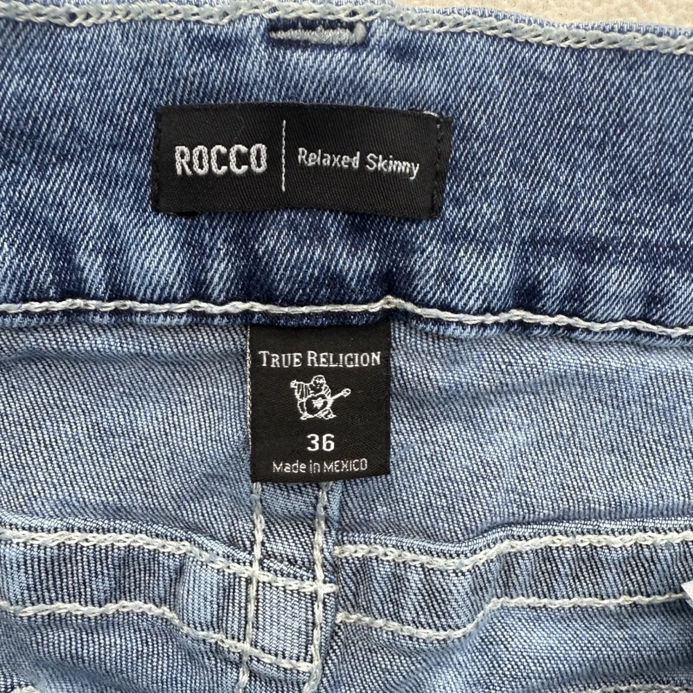 True Religion Rocco Relaxed Skinny Mens Size 36‎ Jeans Blue Acid Wash Pockets